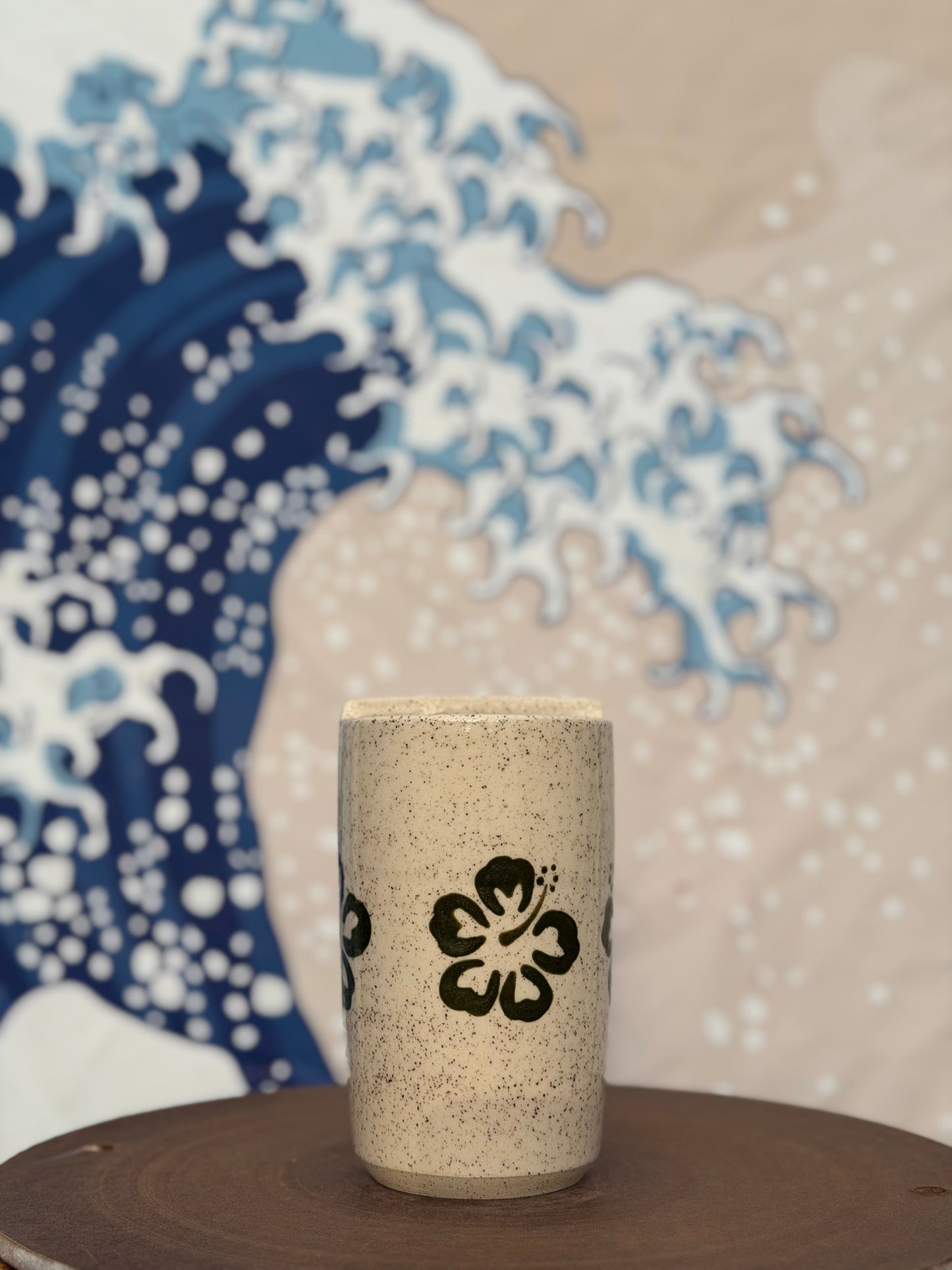 Hibiscus on White to-go mug | Tall