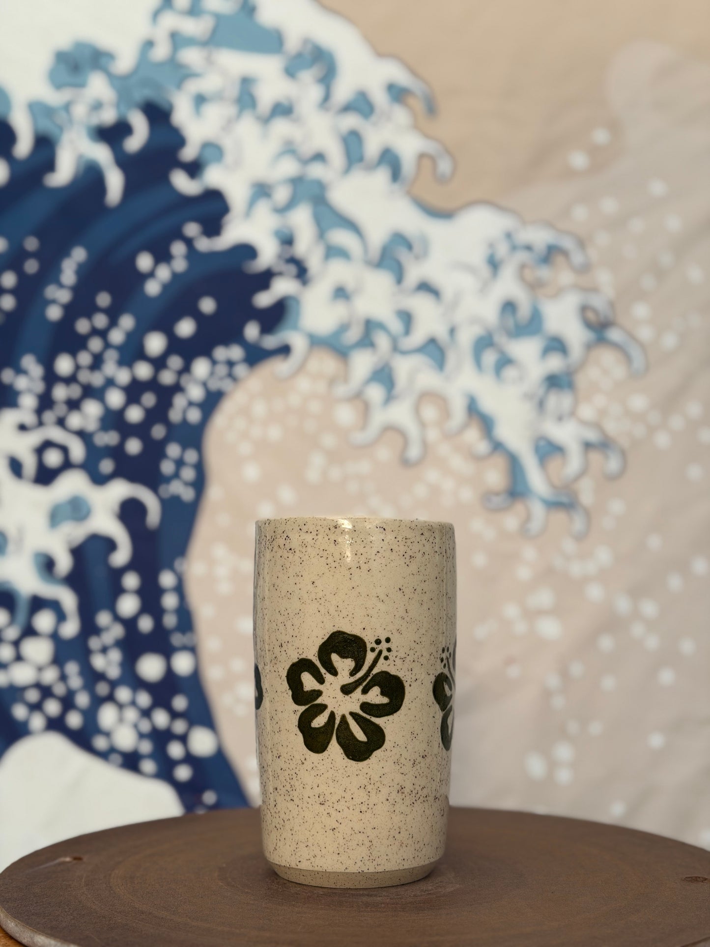 Hibiscus on White to-go mug | Tall