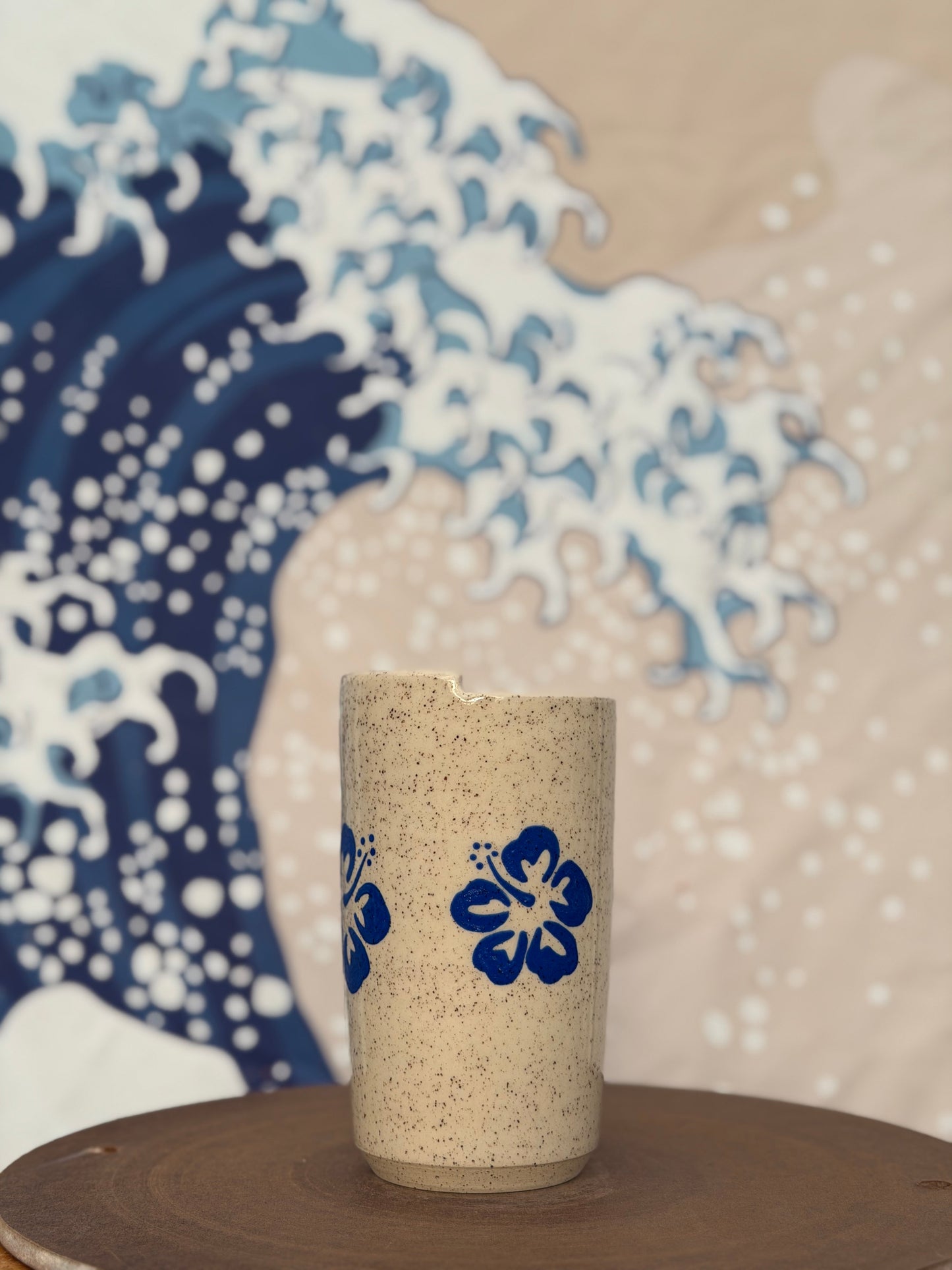 Hibiscus on White to-go mug | Tall