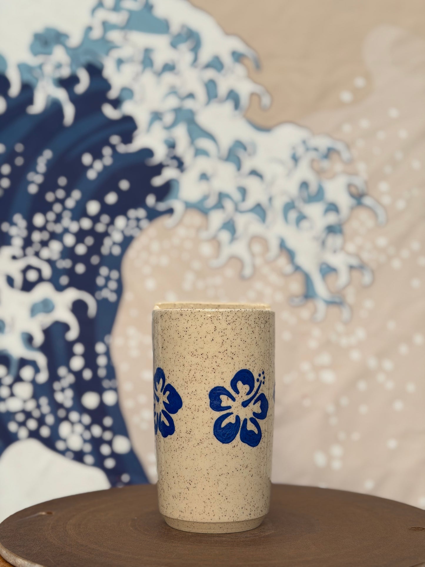 Hibiscus on White to-go mug | Tall