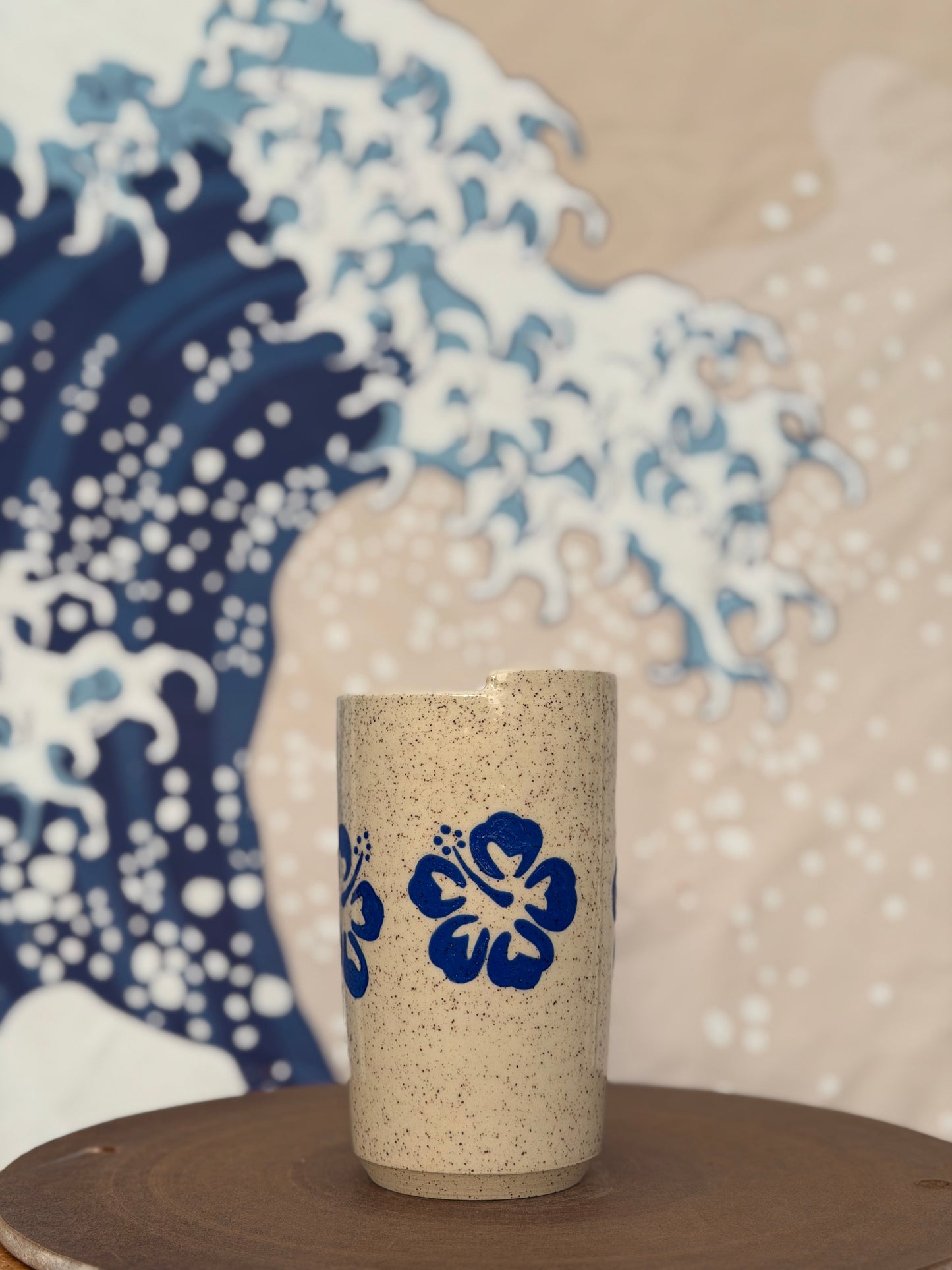 Hibiscus on White to-go mug | Tall
