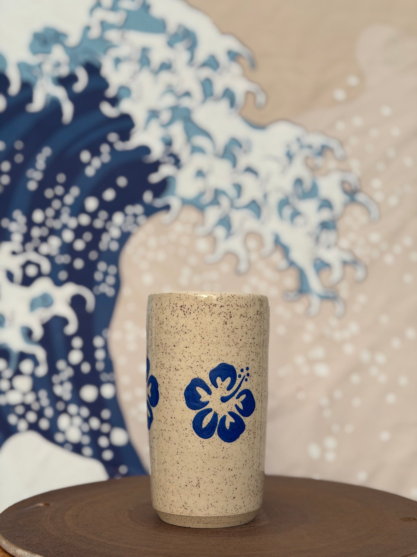 Hibiscus on White to-go mug | Tall
