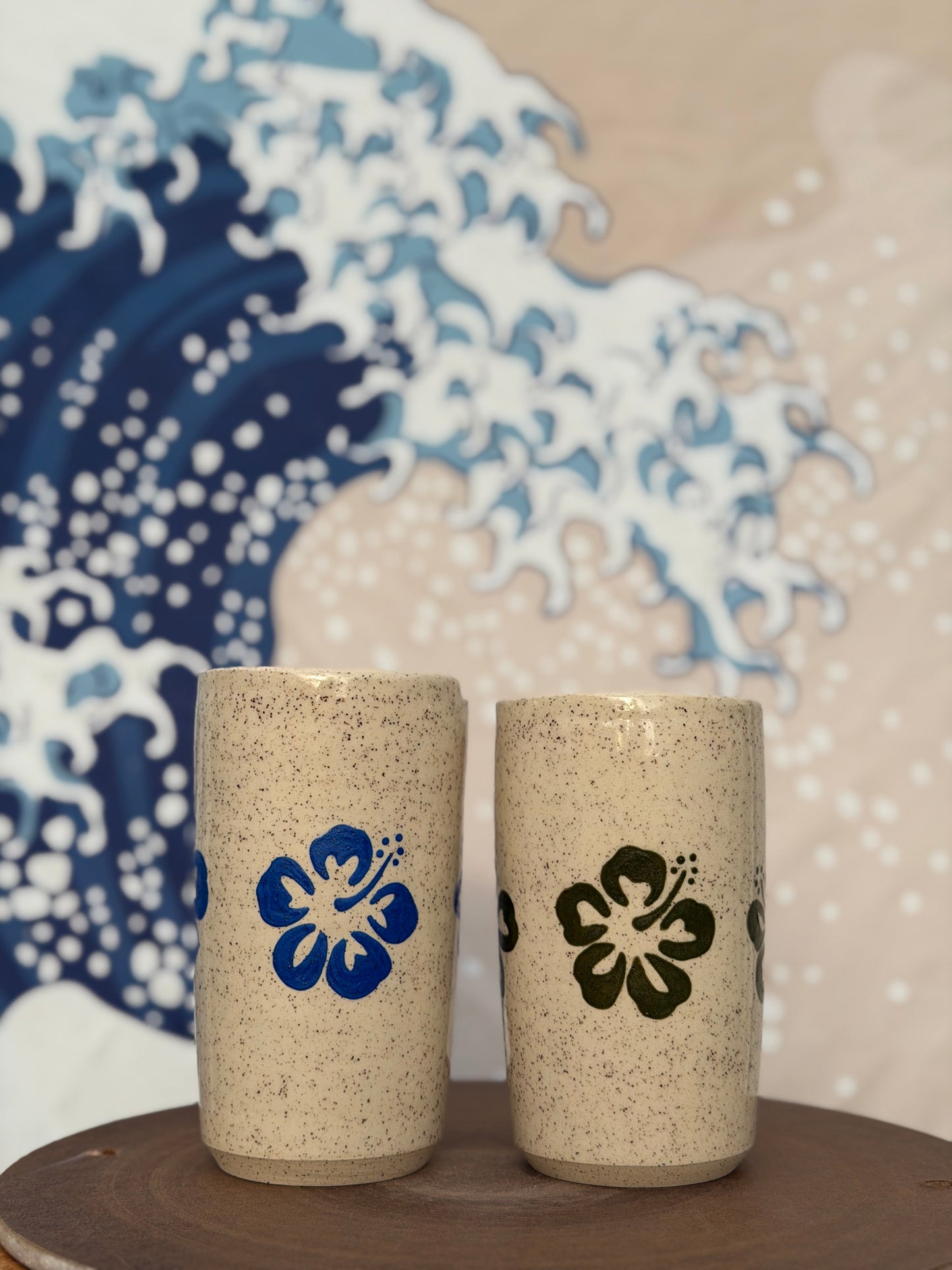 Hibiscus on White to-go mug | Tall