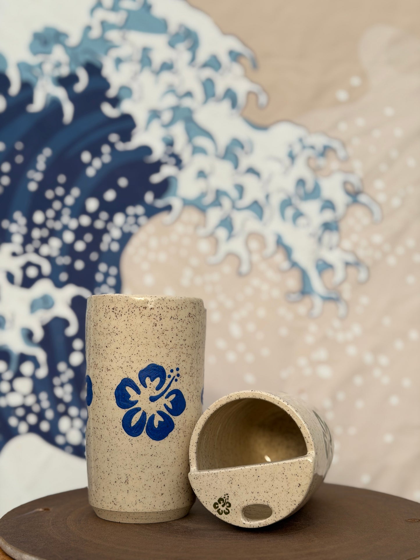 Hibiscus on White to-go mug | Tall