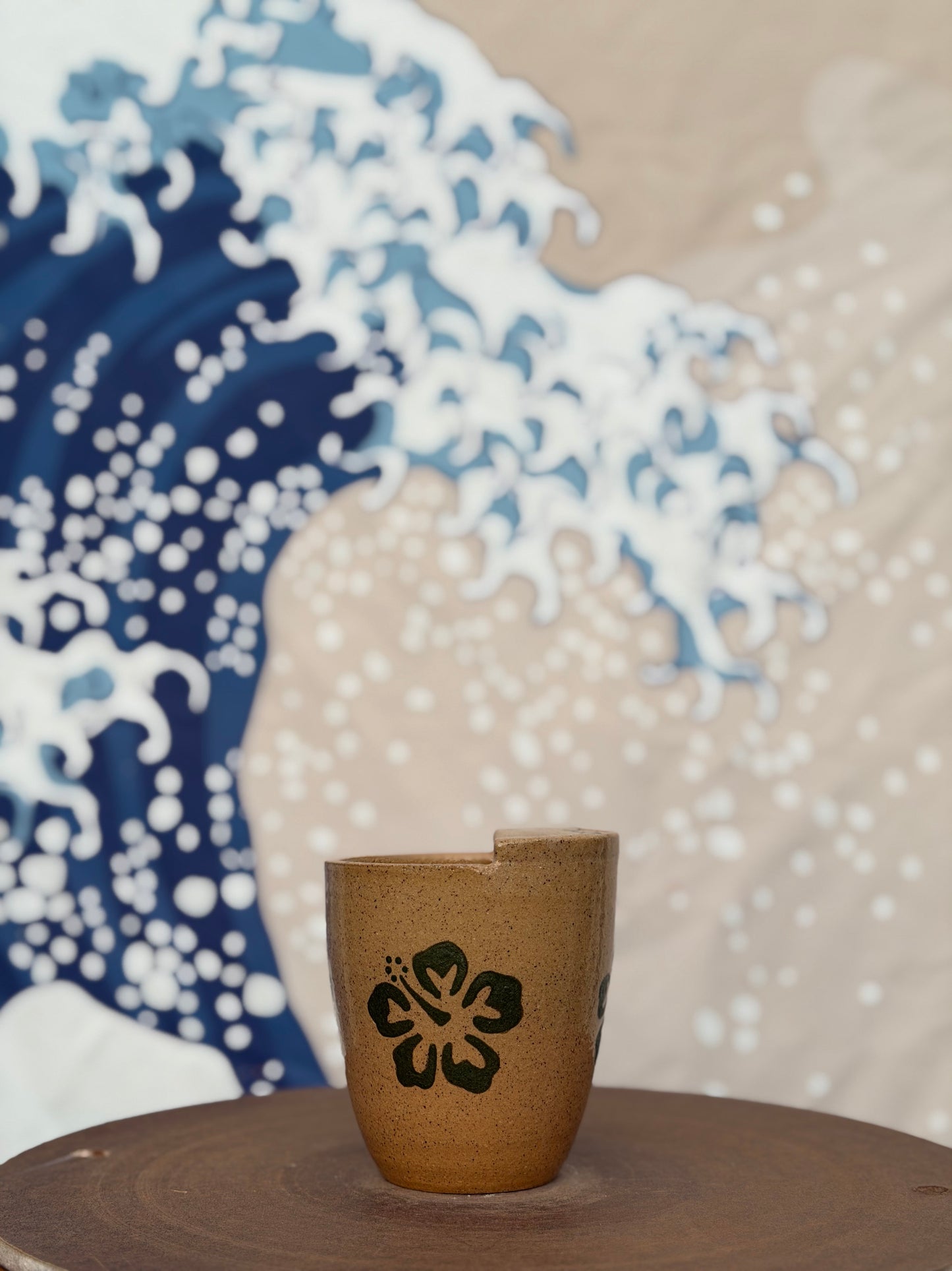 Hibiscus on Tan to-go mug | Small