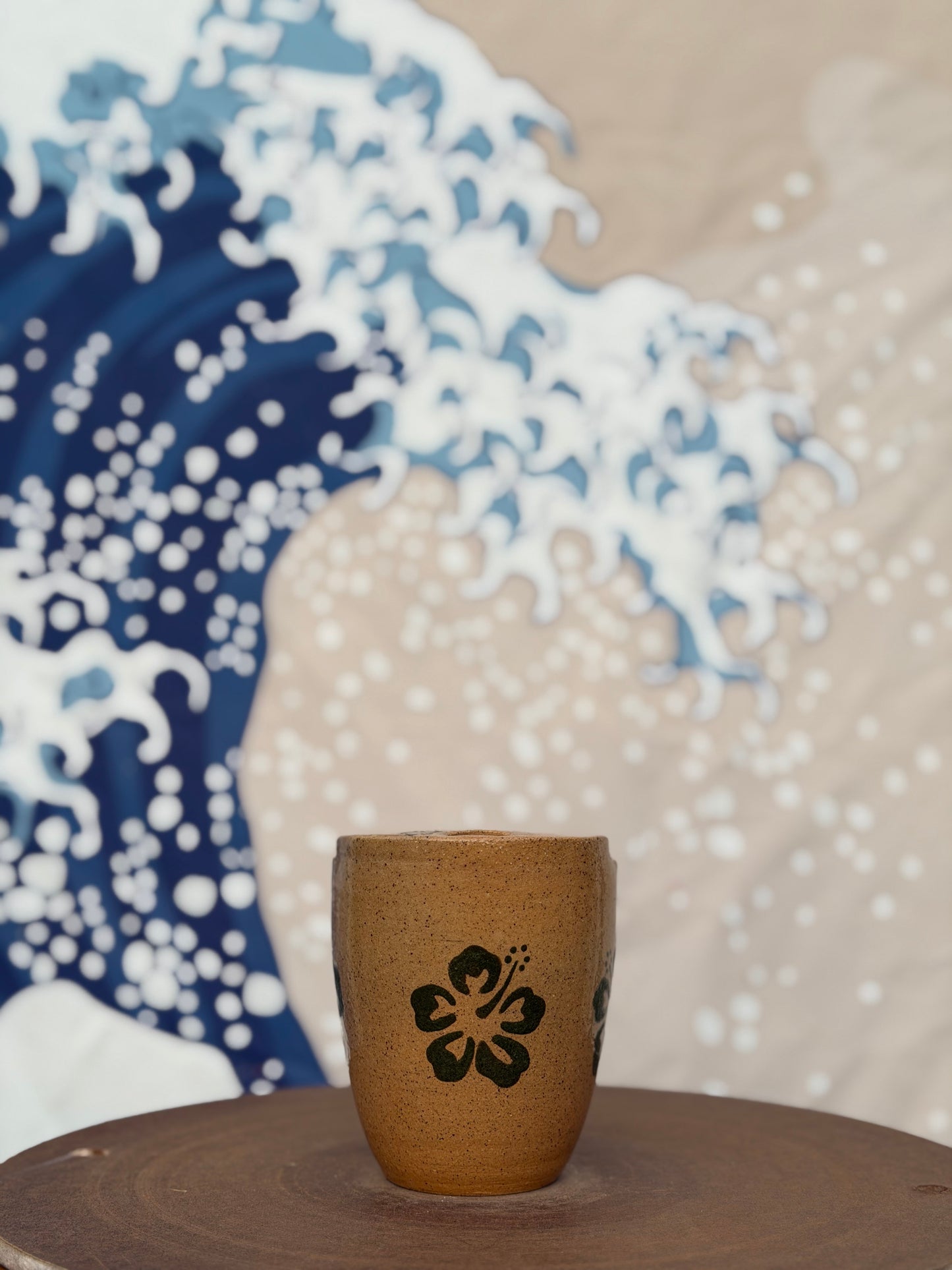 Hibiscus on Tan to-go mug | Small