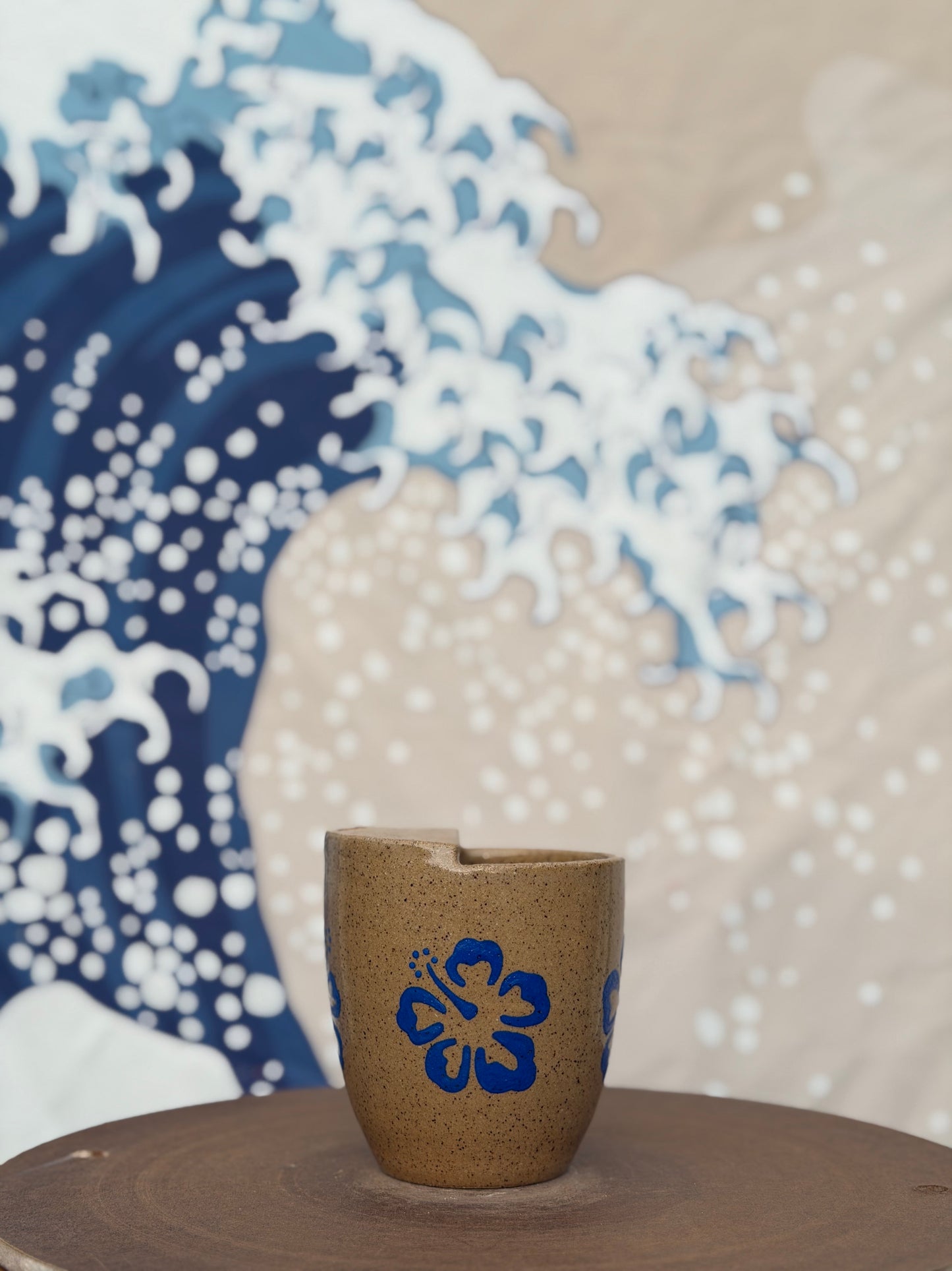 Hibiscus on Tan to-go mug | Small