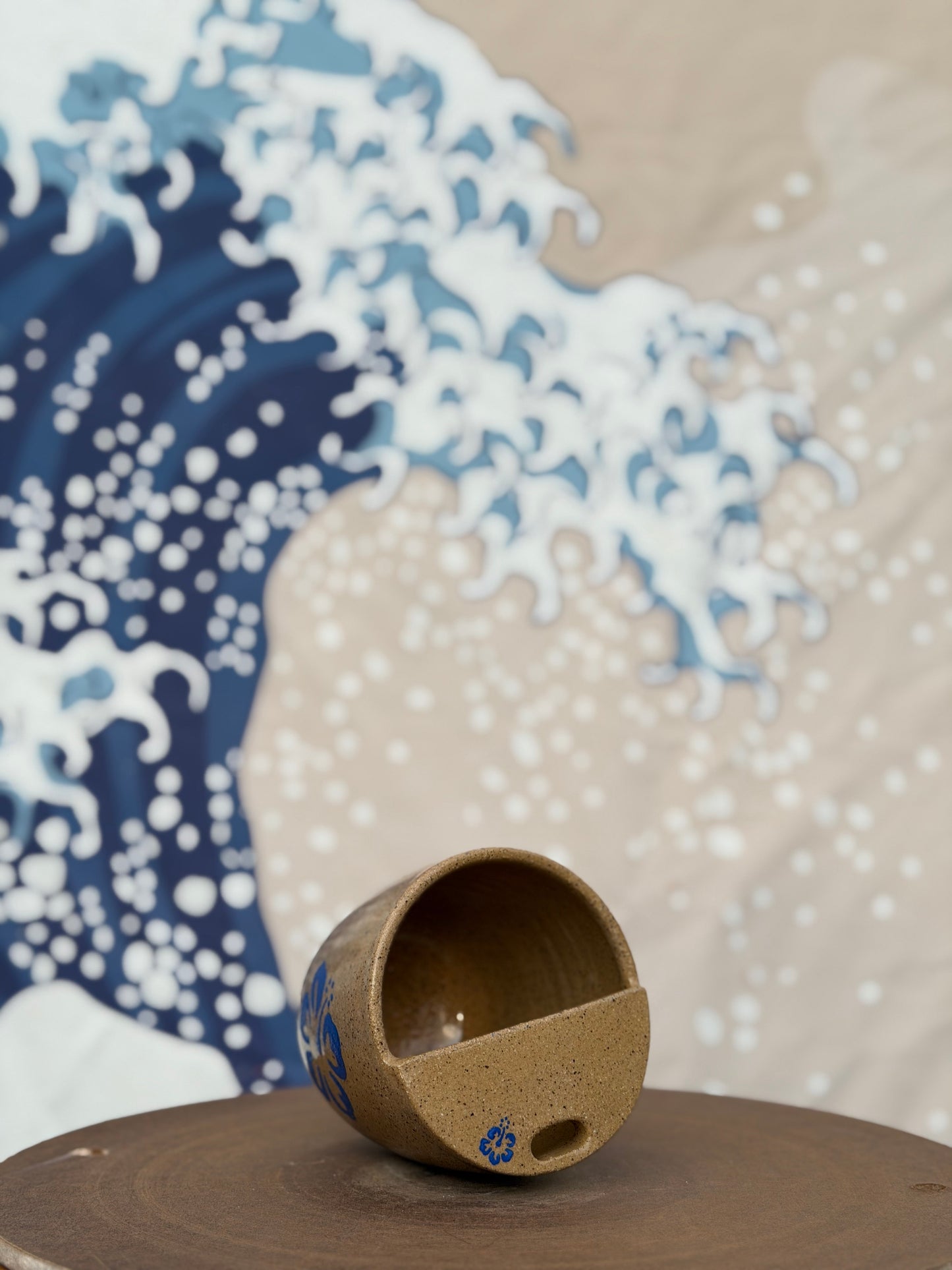 Hibiscus on Tan to-go mug | Small