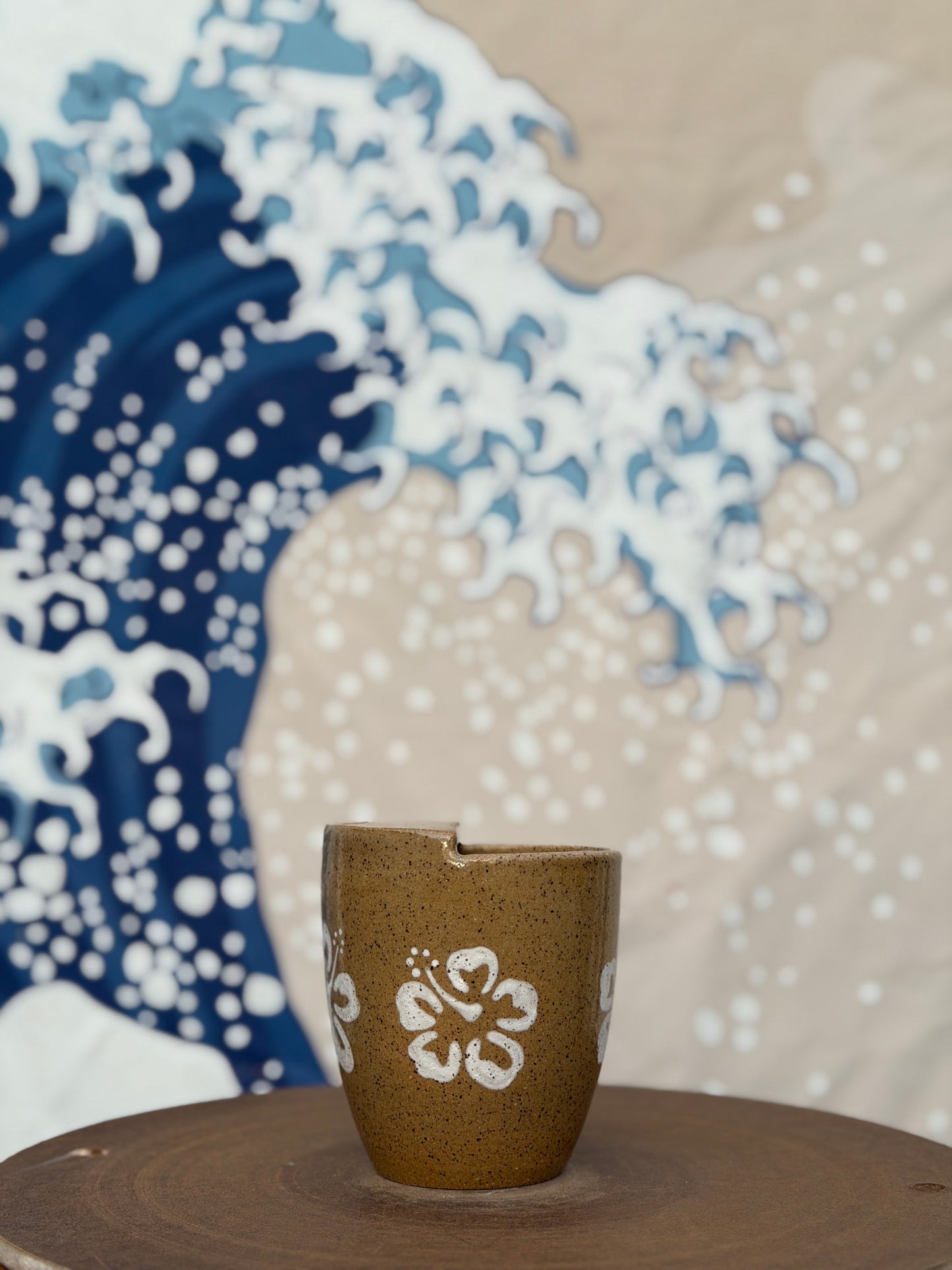 Hibiscus on Tan to-go mug | Small