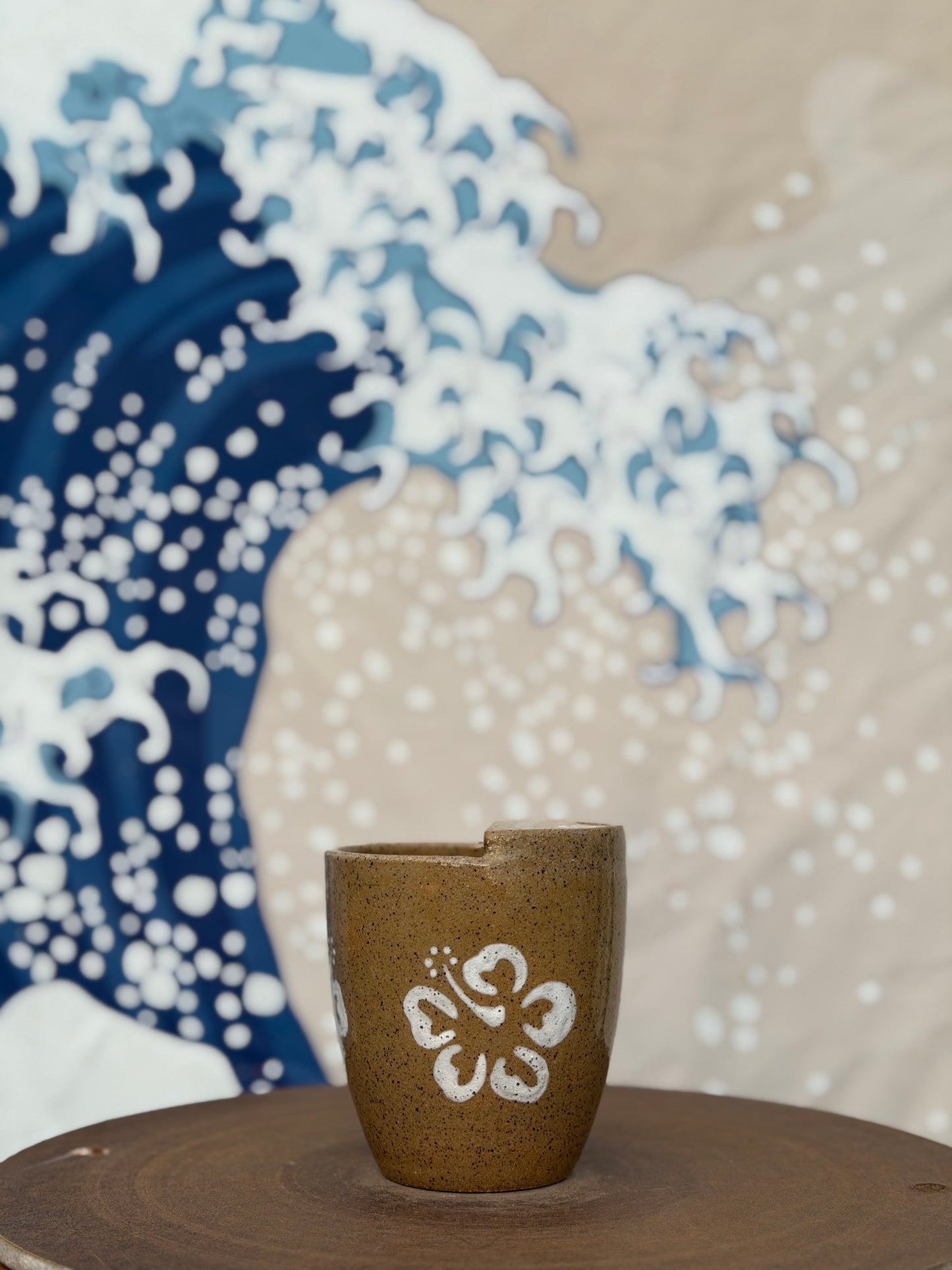Hibiscus on Tan to-go mug | Small