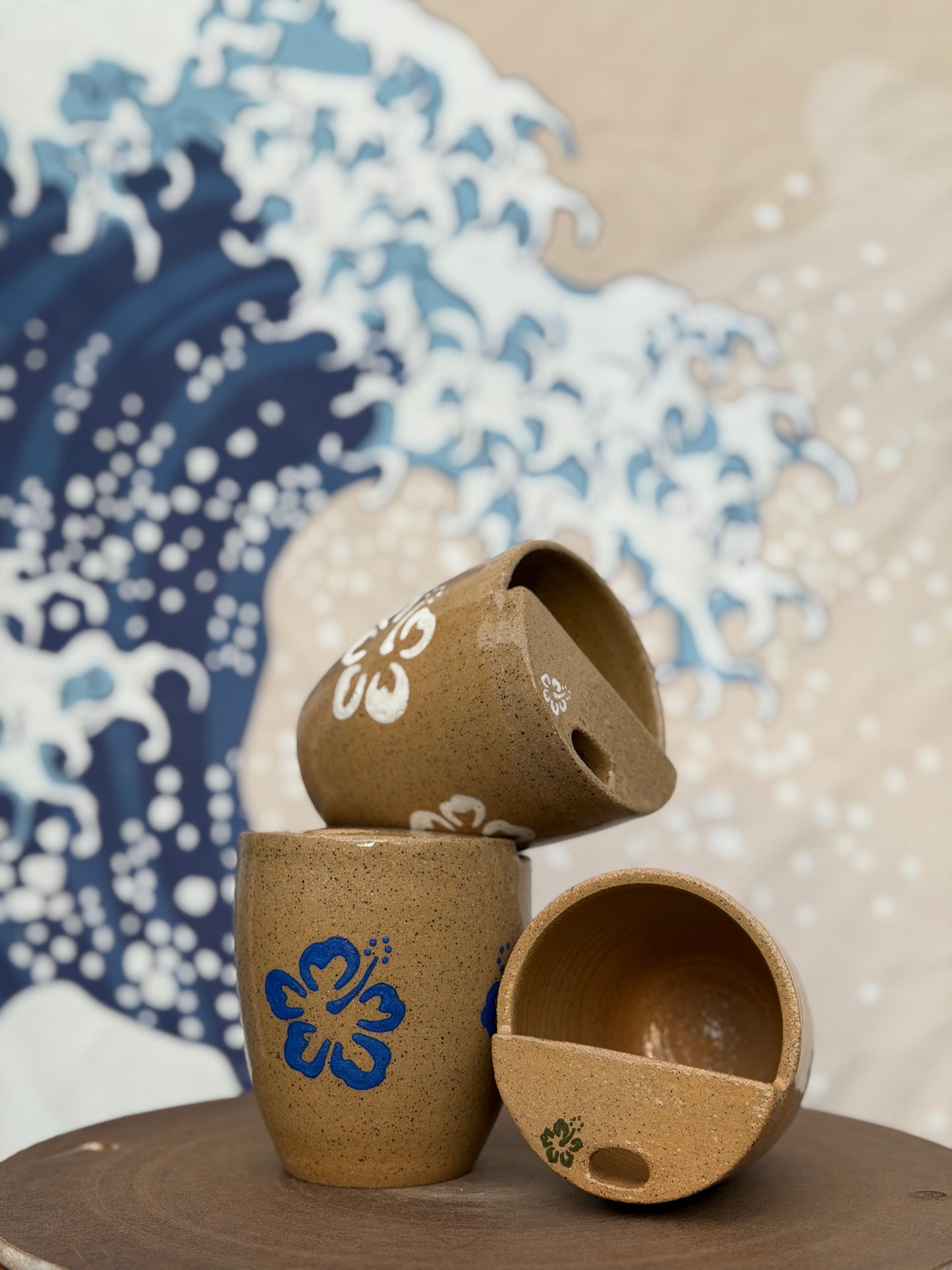Hibiscus on Tan to-go mug | Small