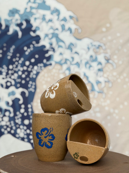 Hibiscus on Tan to-go mug | Small